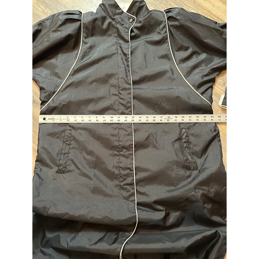 Vtg Braetan Black Trench Coat 11/12 Rain Polyester Nylon Belted - Picture 3 of 11